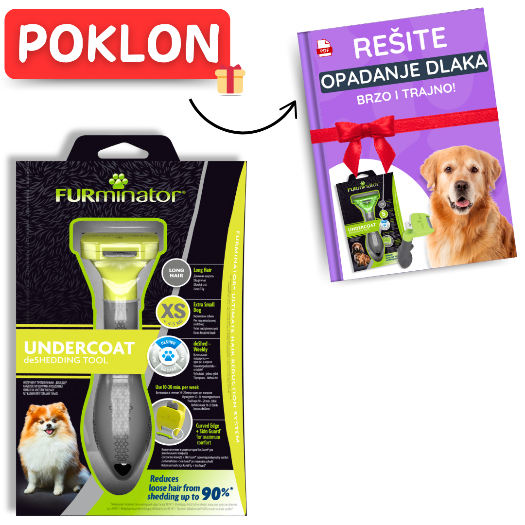 Furminator za minijaturne rase sa kratkom dlakom XS (GRATIS - kompletan vodič korišćenja)