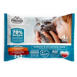 FRENDI Kesice za Mačke 4x100g – Komadići u Sosu sa Ćuretinom i Govedinom