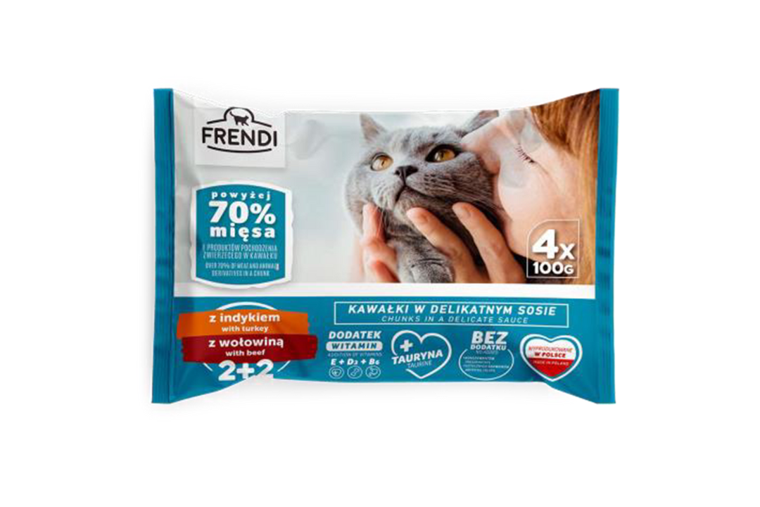 FRENDI Kesice za Mačke 4x100g – Komadići u Sosu sa Ćuretinom i Govedinom