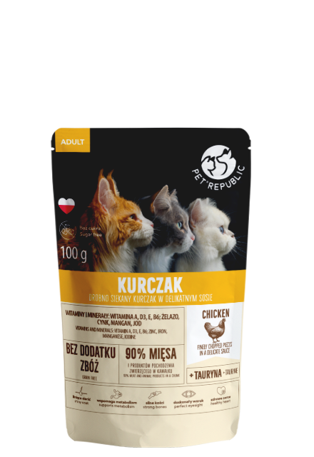PET REPUBLIC Kesica za Odrasle Mačke 100g – Fileti sa Pilećim Komadima